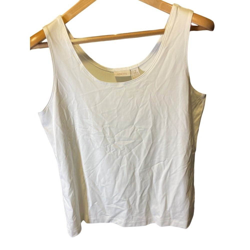 Chico's White Scoop Neck Sleeveless Pullover Tank Top Sz L